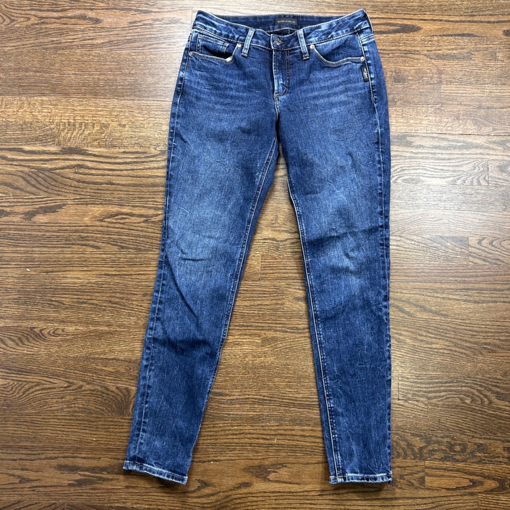 Silver Jeans Co Suki Skinny Womens W30 L31 Dark Wash Curvy Mid Rise Denim